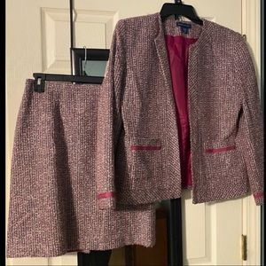 KAREN SCOTT Pink/Purple Tweed Skirt Suit! Sz 8
